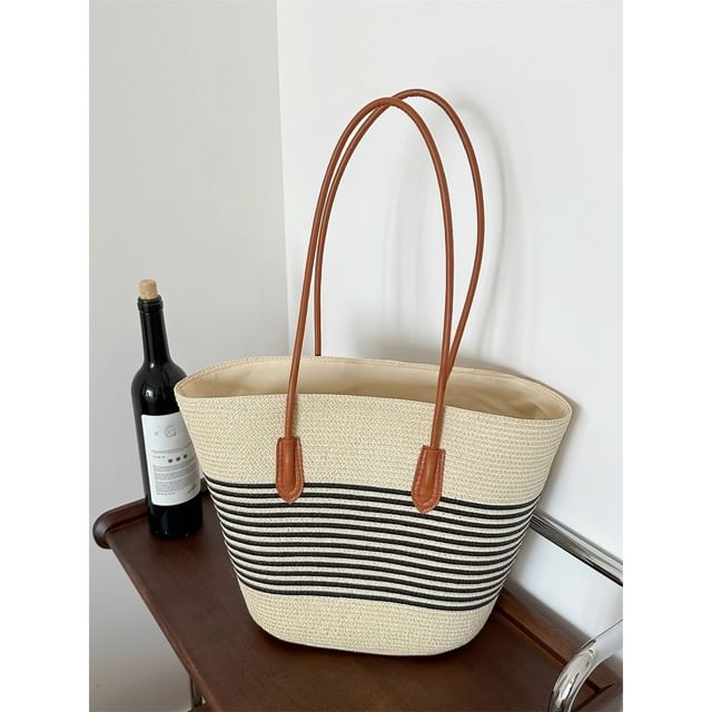 Tote Straw Striped Bag