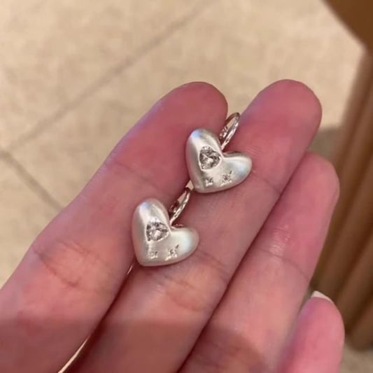 CZ Earring Drop Heart