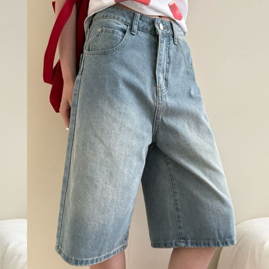 Waist High Shorts Denim Wide Leg