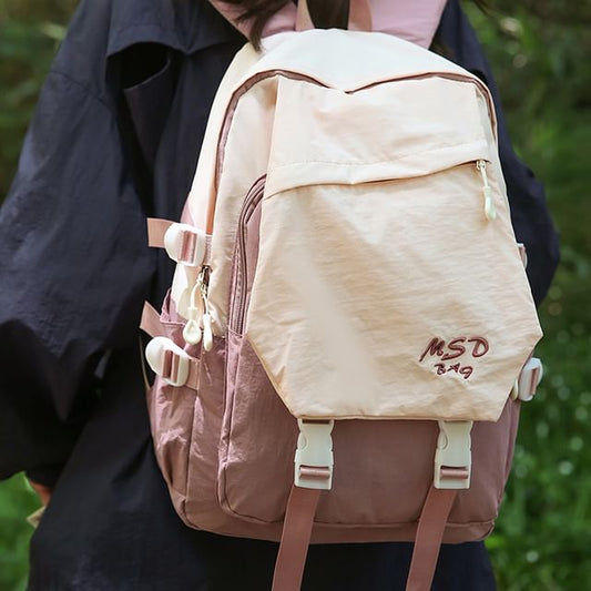 Flap Buckled Lettering Backpack