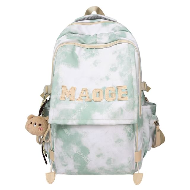 Lettering Tie Backpack Set Bag / Charm Dye