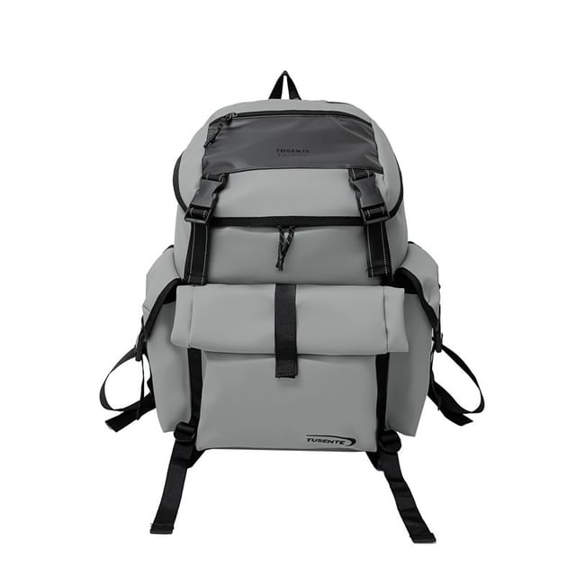 Buckled Faux Lettering Leather Backpack