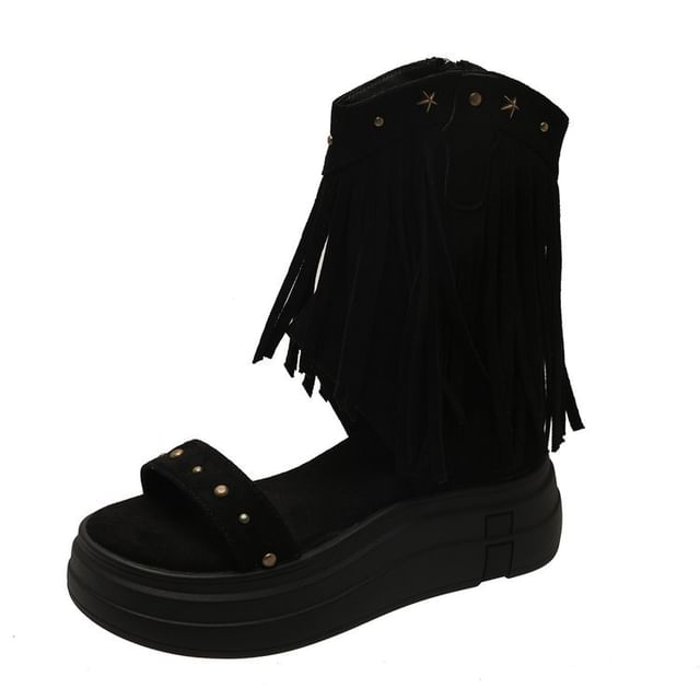 Plain Studded Short Boots Platform