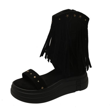 Plain Studded Short Boots Platform