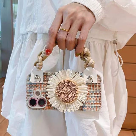 Decoration Set Lanyard Strap Case Phone Sunflower Adhesive / Woven
