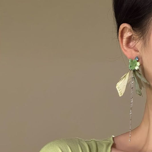 Flower Butterfly Fringed Drop Earring