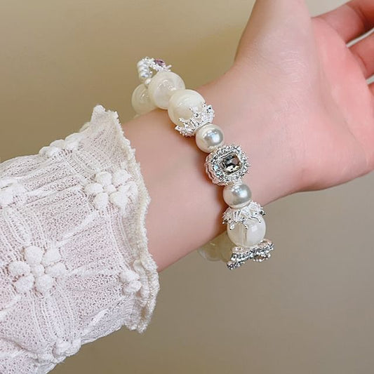 Beaded Bracelet Rhinestone Faux Pearl
