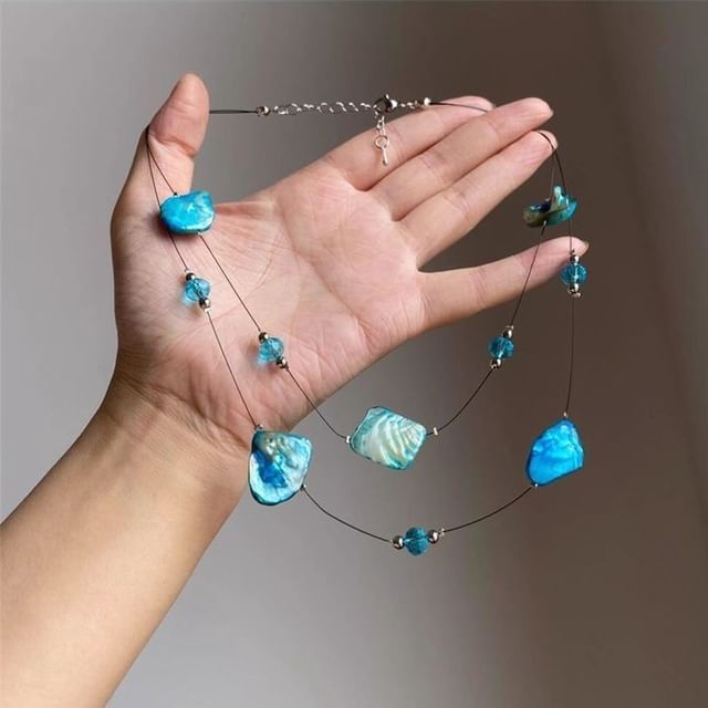 Beaded Irregular Necklace Layered Gemstone