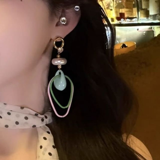 Rhinestone Faux Pearl Earring Drop