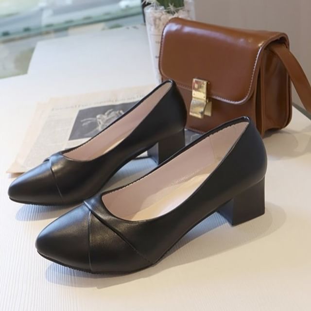 Heel Pointed Pumps Toe Block