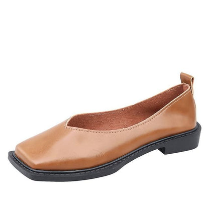 Faux Flats Toe Square Leather