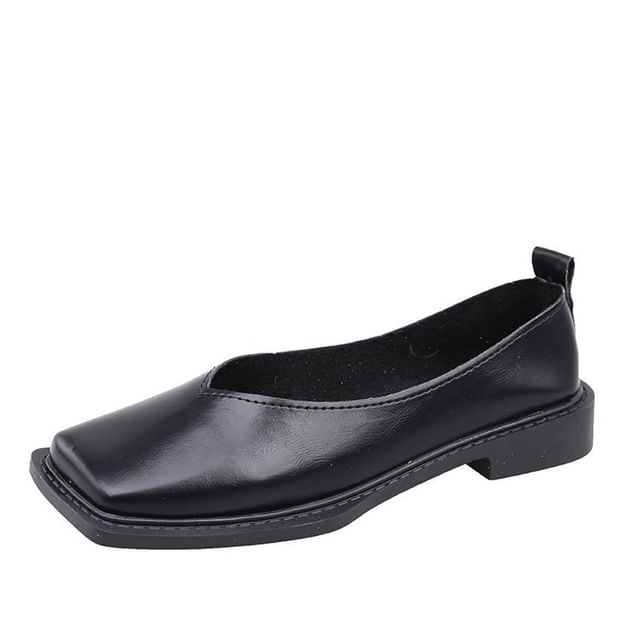 Faux Flats Toe Square Leather