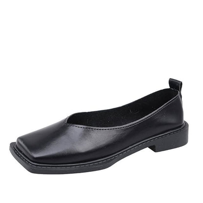 Faux Flats Toe Square Leather
