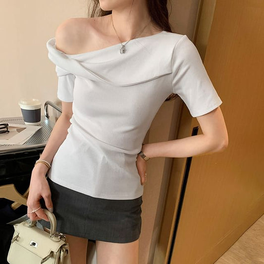 Off Shoulder Top Sleeve Plain Short