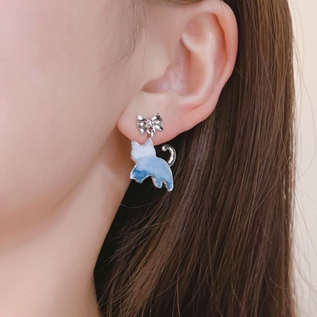 Resin Drop Earring Gradient Alloy Cat