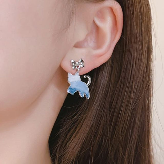 Resin Drop Earring Gradient Alloy Cat