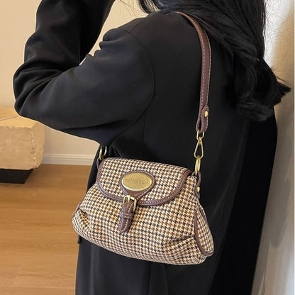 Buckled Crossbody Leather Faux Flap Bag