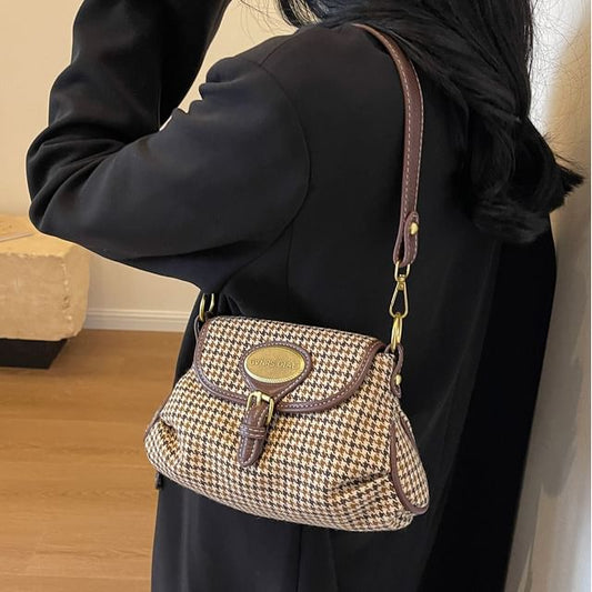 Buckled Crossbody Leather Faux Flap Bag