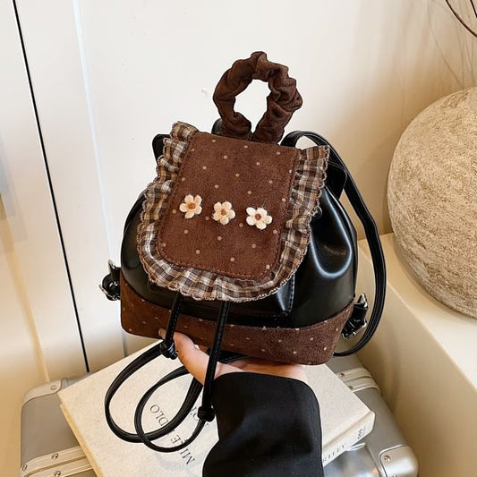 Panel Small Dotted Ruffle Floral Backpack