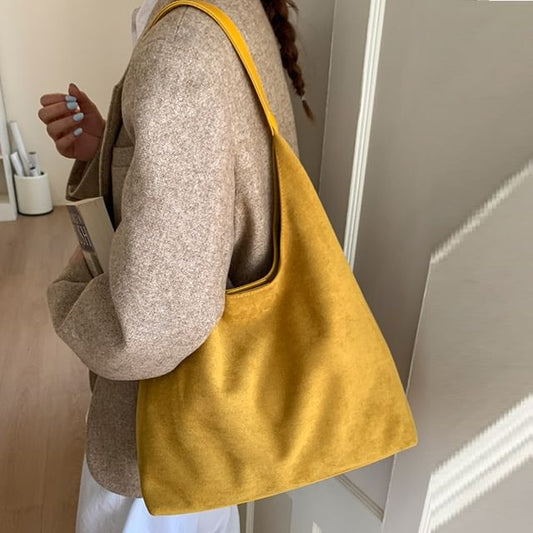 Suede Pouch Bag Tote Faux With
