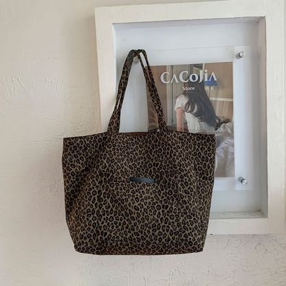 Panel Leopard Print Tote Bag