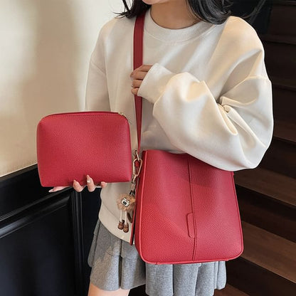 Pouch Faux Bag Shoulder Leather With