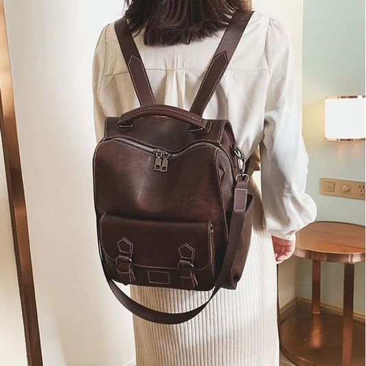 Backpack Faux Buckled Leather