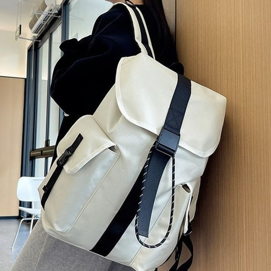 Backpack Plain Nylon Drawstring Unisex Buckled