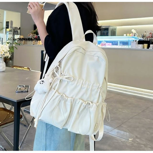 Bow Drawstring Backpack Nylon Plain