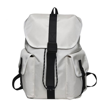 Backpack Plain Nylon Drawstring Unisex Buckled