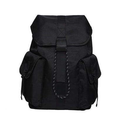 Backpack Plain Nylon Drawstring Unisex Buckled