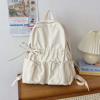 Bow Drawstring Backpack Nylon Plain
