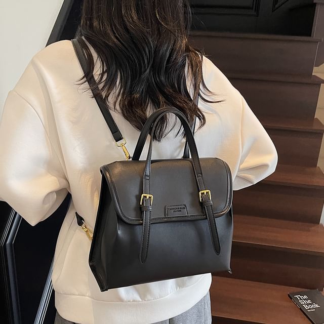 Flap Backpack Leather Faux