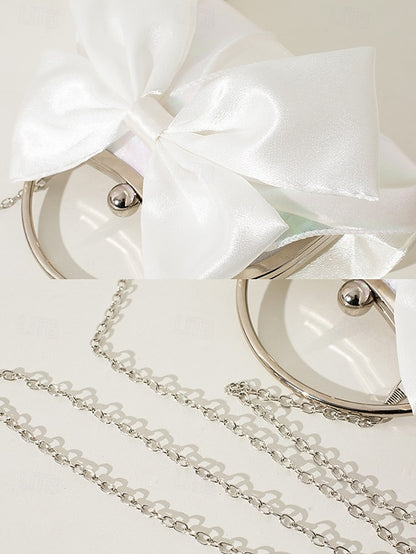 Elegant Bag Women's – Pearl Bow Satin Evening Clutch
