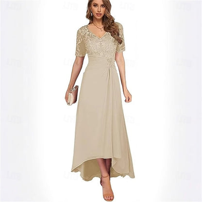 Mother Neck Dress Simple Bride the V of Elegant A-Line