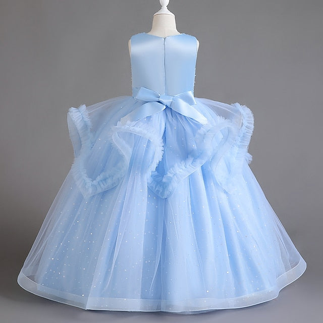 Girls' Color Sequin Sleeveless Dress Kids Solid Party