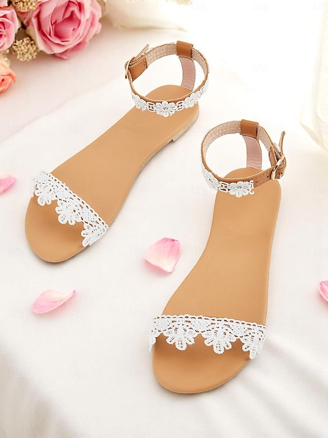 Sandals Strap with Women's Ankle Floral White Lace