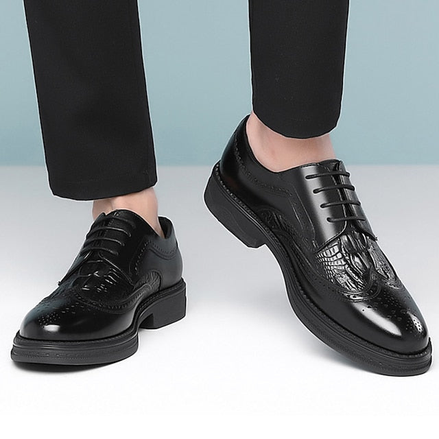 Crocodile Shoes - Brogue Men's Oxford Leather Brown