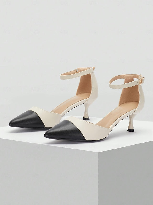 Two-Tone Ankle Women's Stylish Pointed Toe Kitten Heel