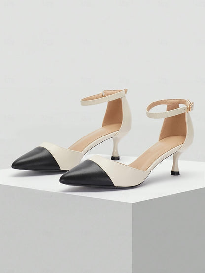 Two-Tone Ankle Women's Stylish Pointed Toe Kitten Heel