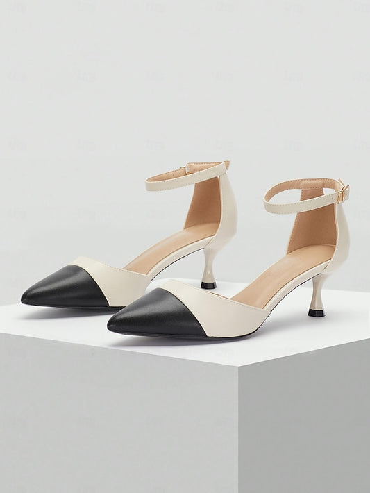 Two-Tone Ankle Women's Stylish Pointed Toe Kitten Heel