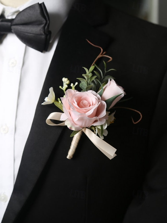 Corsage and Elegant Boutonniere – Artificial Wedding Wrist