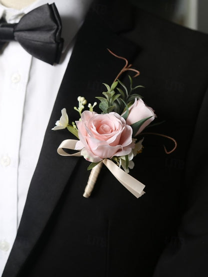 Corsage and Elegant Boutonniere – Artificial Wedding Wrist