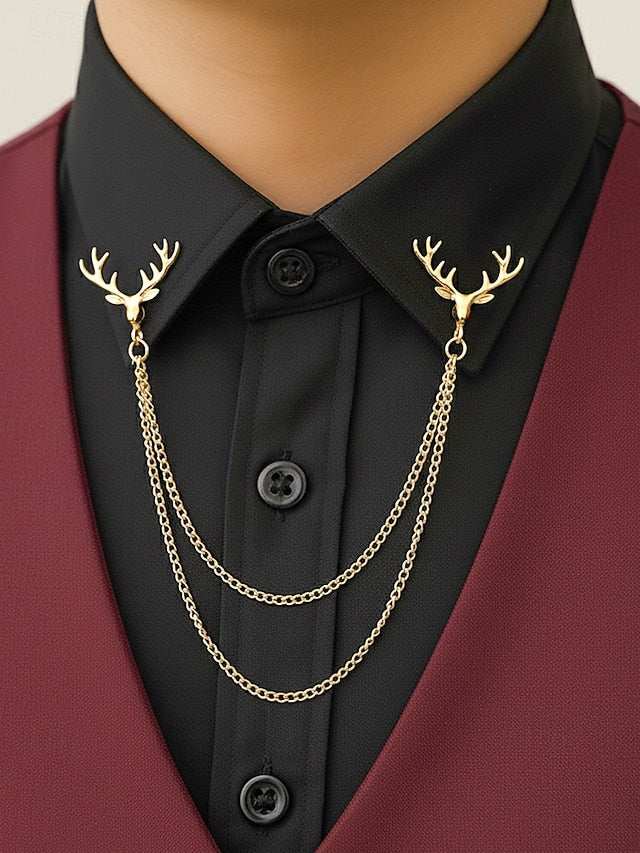Collar Christmas Alloy – Pins Reindeer Elegant Men's
