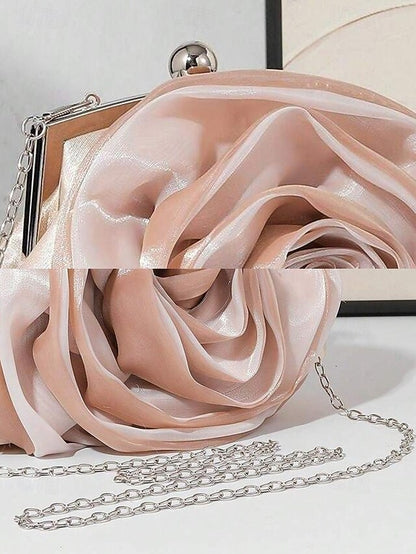 Flower Evening Elegant Satin – Women's Purse Rose Clutch
