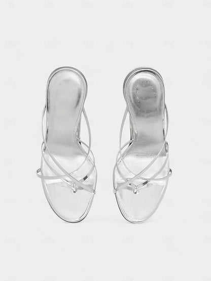 Gold Flat Unique Sculpted Sandals Design with Metallic - Heel