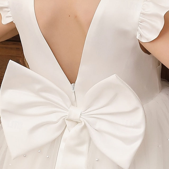 Solid Color Kids Party Girls' Flower Dress Girl