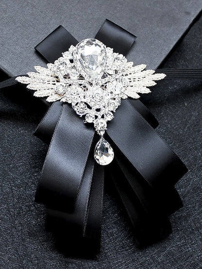 Pin Crystal - Men's Tie Elegant Luxury Ribbon Brooch Bow