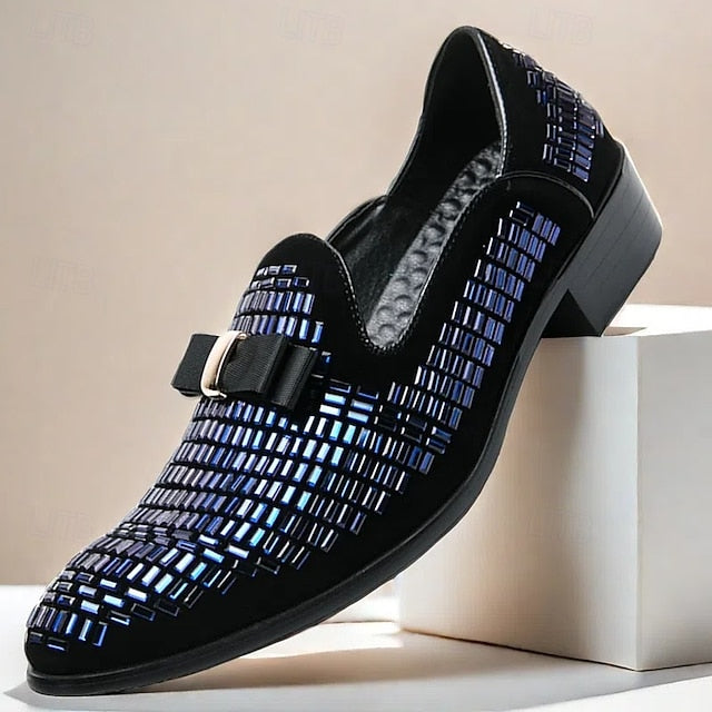 Men's Silver Prom Woven Strap Loafers and Elegant Monk –