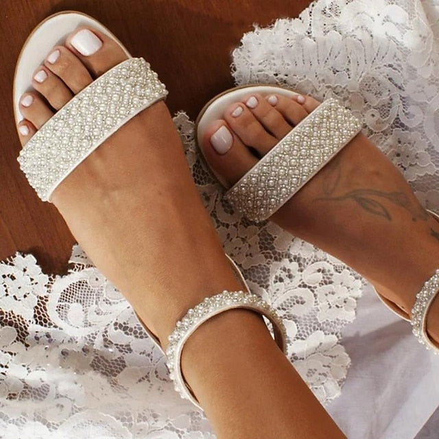 Rhinestone Women's Bridal Wedding Ivory Elegant Sandals -